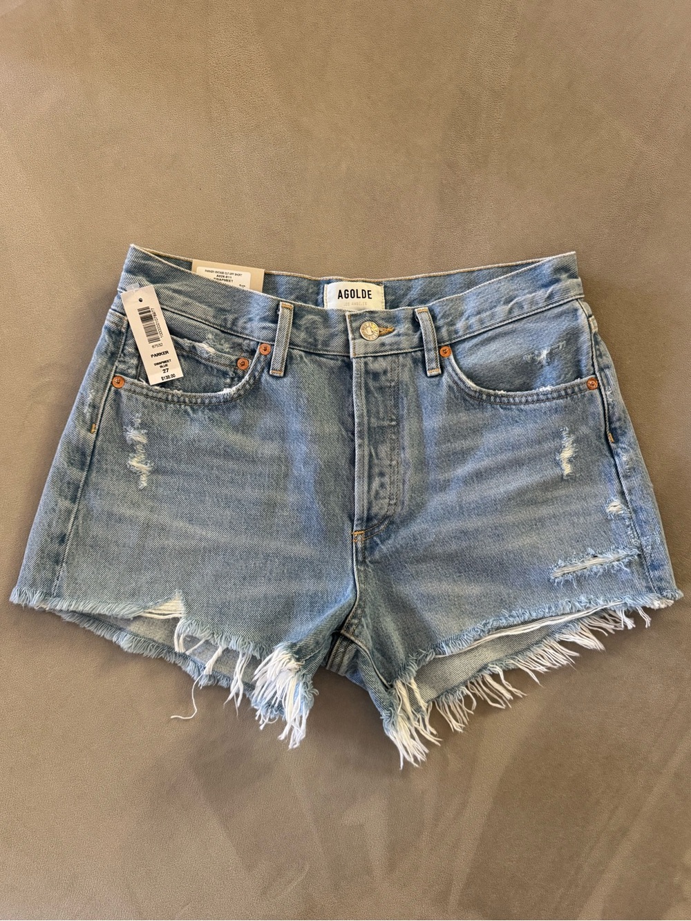 NWT AGOLDE Parker Vintage Cut-Off Denim Jean short in Swapmeet Blue size 27 - Picture 9 of 14